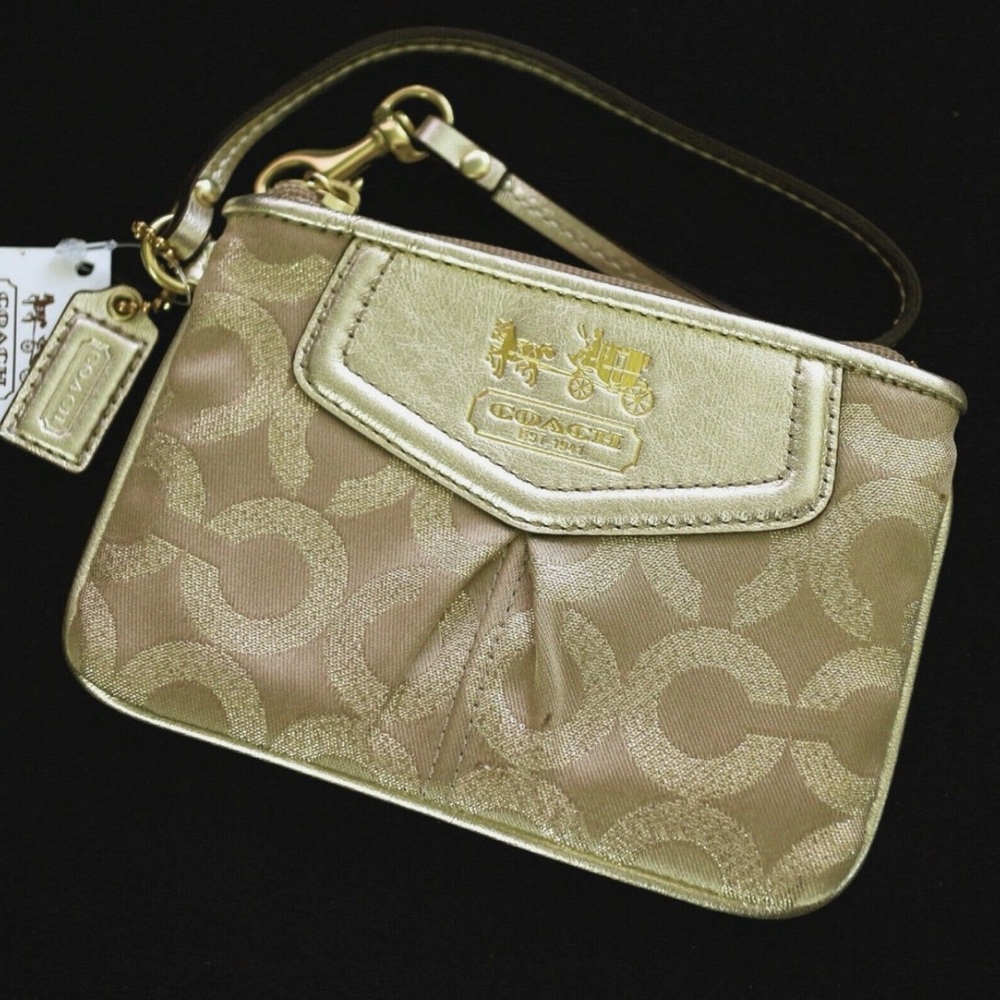 Coach Metallic Gold and Beige Wristlet